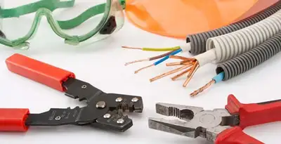 Electrical wiring repair with professional tools and safety equipment in Bradenton Beach, FL